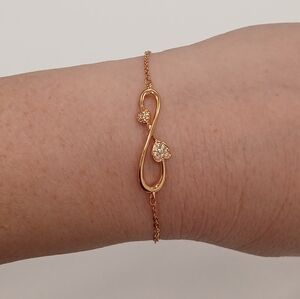 New 18k Rose Gold Plated Infinity Hearts Bracelet 6.5-8.5"